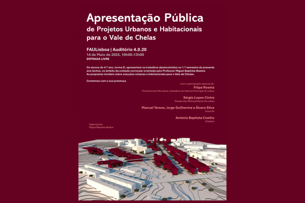 Apresentação Pública de Projectos Urbanos e Habitacionais para o Vale de Chelas, Dia 14 de maio, 10h Auditório 4.0.20